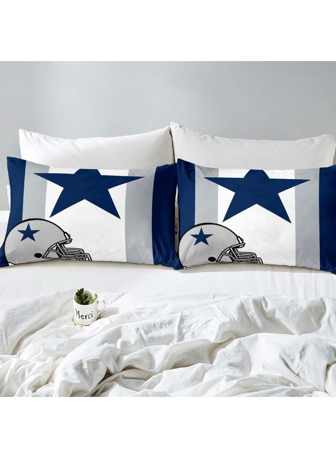 VIVIHOME 2PCS American Football Duvet Cover Set, Twin Bedding Sets, Sports Bedding, Grey White Navy Blue Striped Comforter Cover, Modern Bedroom Decor for Men Husband Boyfriend Teen Boy, 1 Pillow Sham  - Image 4