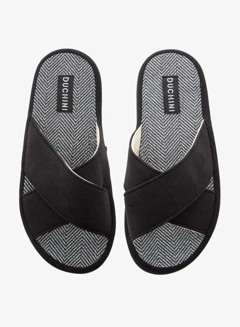 DUCHINI Men's Cross Strap Bedroom Slippers