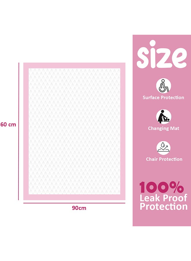 Cute 'n' Cuddle Pack Of 90 Disposable Soft Ultra Absorbent Waterproof Diaper Mess-Free Changing Mat Liners Baby Changing Mat Cover Bed Pads, Pink, 60 CM X 90 CM - Image 2