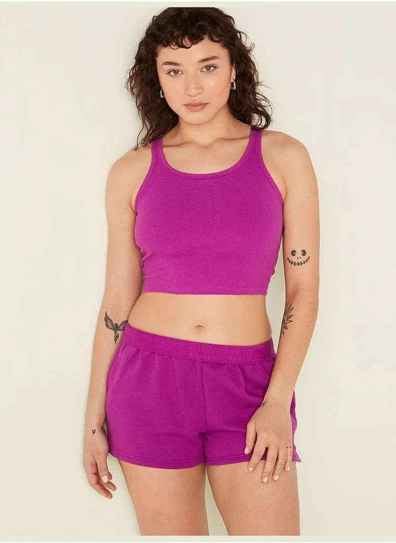 PINK Cropped Rib Tank Top