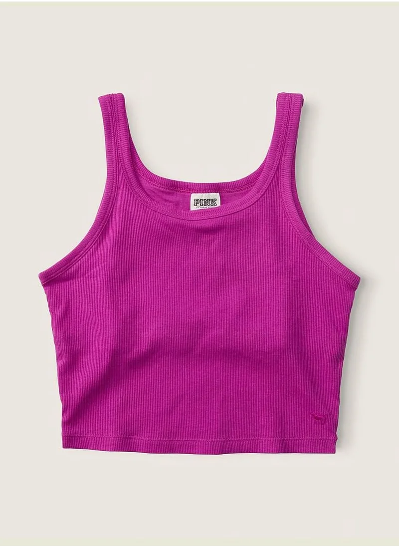 PINK Cropped Rib Tank Top