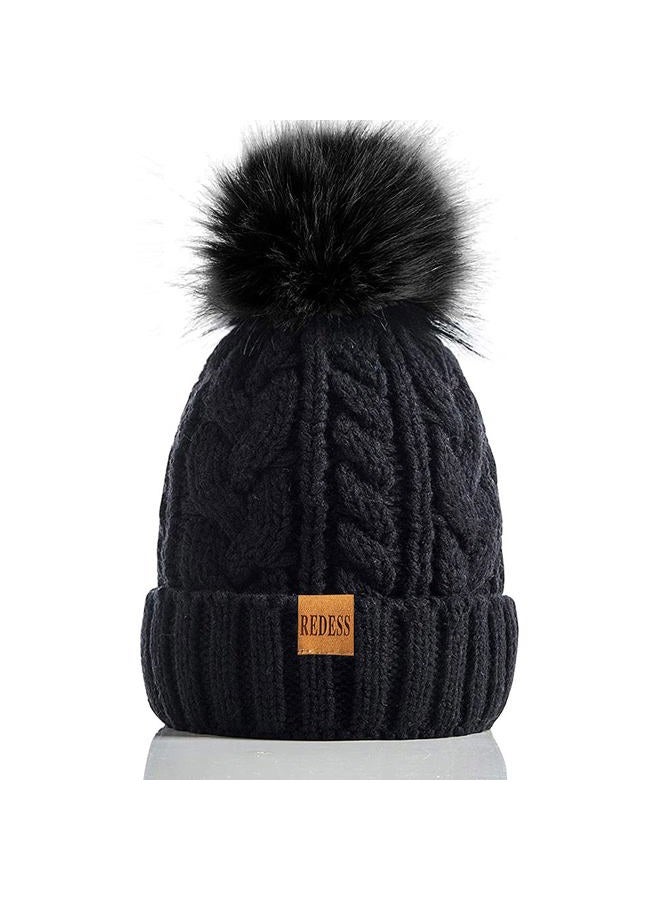 REDESS Women Winter Pompom Beanie Hat with Warm Fleece Lined, Thick Slouchy Snow Knit Skull Ski Cap, Khaki, One size - Image 1