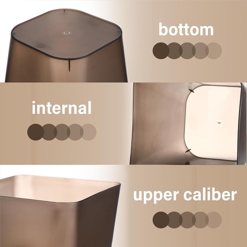 Hoolerry 9 Pieces Garbage Can 2 Gallon Small Trash Cans Bulk Bathroom Trash Bin Plastic Wastebasket Square for Bedroom Slim Bathroom Trashcan Small Container for Kitchen Office Home(Brown) - Image 3