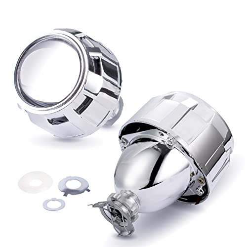 YUFANYA 2.5Inch Mini Projector Lens LHD Bixenon Projector Lens with Silver Shrouds High/Low Beam Function Fit for H1 H4 H7 Car Motorcycle Retrofit - Image 1