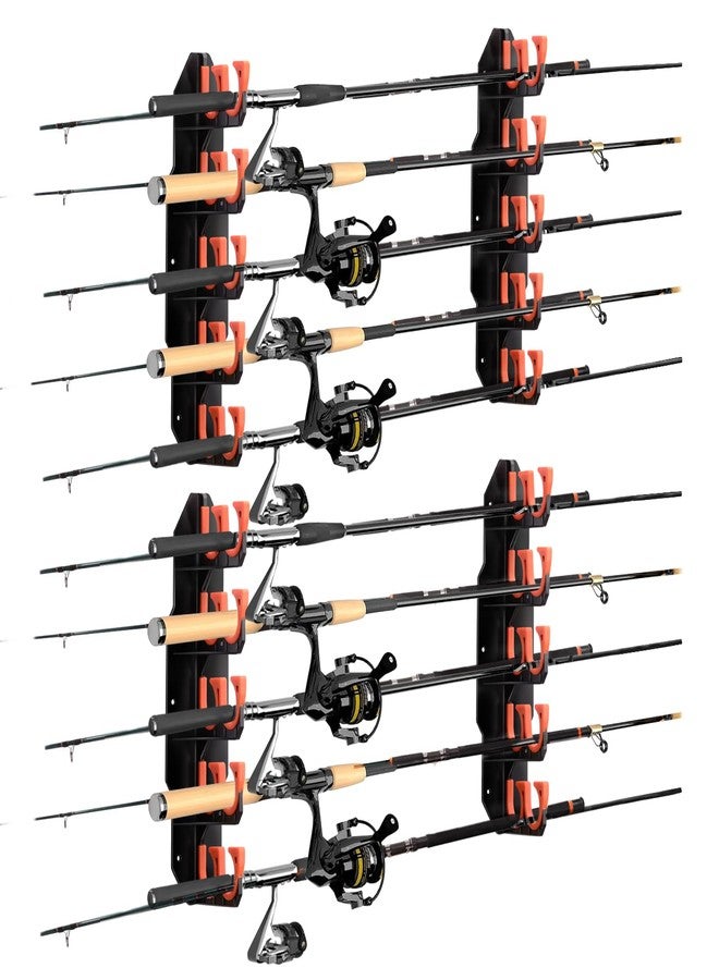 Hikeen Fishing Rod Holders, Fishing Pole Holders for Garage, Wall or Ceiling Mounted Fishing Rod Rack Holds Up to 10 Rods(2 Pack) - Image 1