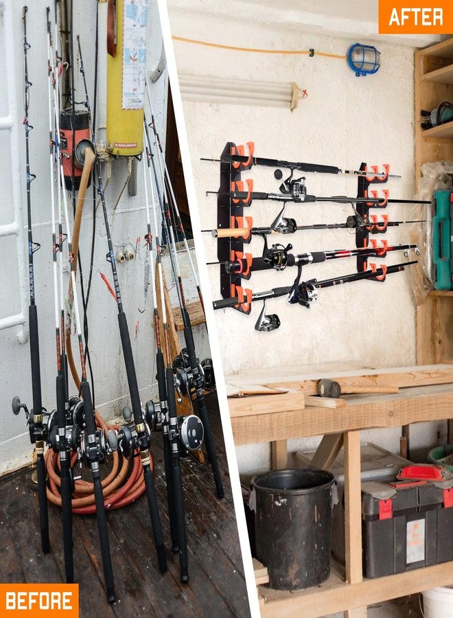 Hikeen Fishing Rod Holders, Fishing Pole Holders for Garage, Wall or Ceiling Mounted Fishing Rod Rack Holds Up to 10 Rods(2 Pack) - Image 5