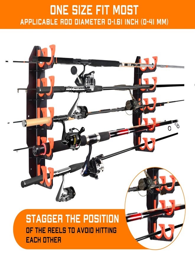 Hikeen Fishing Rod Holders, Fishing Pole Holders for Garage, Wall or Ceiling Mounted Fishing Rod Rack Holds Up to 10 Rods(2 Pack) - Image 4