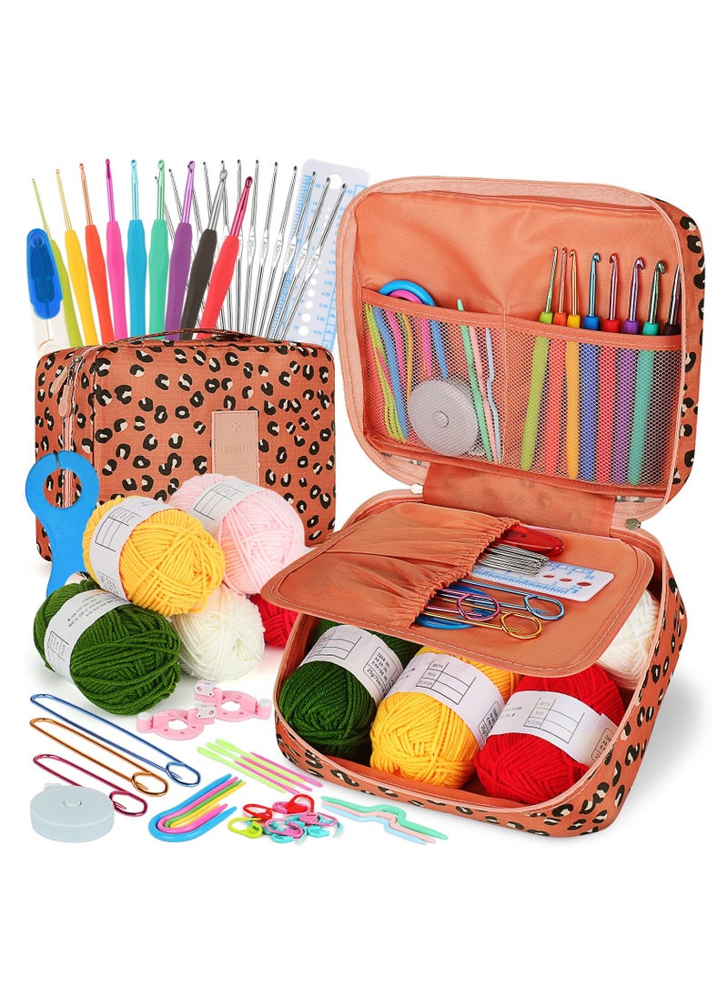 Arabest - Crochet Kit Beginners Crochet Hook Set with Crochet Yarn, 58PCS Portable Crochet Set with Ergonomic Crochet Hooks, Small Crochet Hooks, Travel Crochet Hook Case Full Knitting Crochet Supplies - Image 1