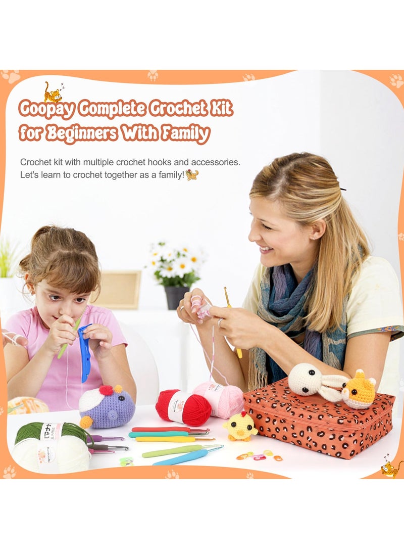 Arabest - Crochet Kit Beginners Crochet Hook Set with Crochet Yarn, 58PCS Portable Crochet Set with Ergonomic Crochet Hooks, Small Crochet Hooks, Travel Crochet Hook Case Full Knitting Crochet Supplies - Image 1