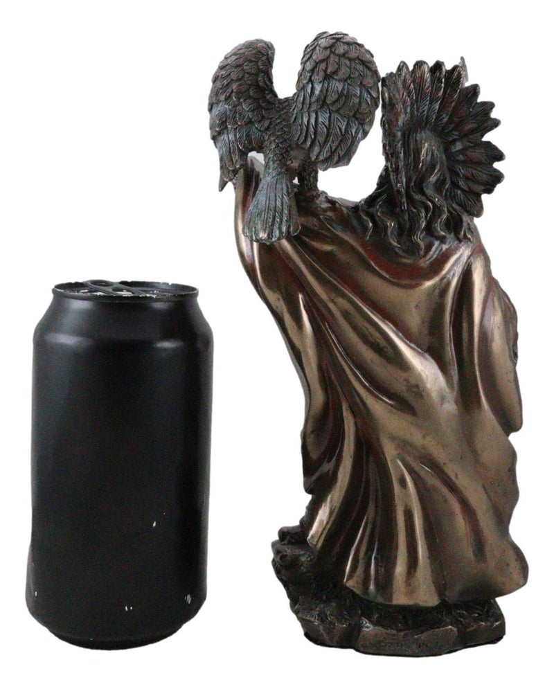 Ebros Gift Ebros Native American Indian Tribal Chief Warrior with Roach Headdress Spear Shield and Bald Eagle Scout Bird Statue 8.5" Tall Indians Figurines and Statues Cultural Heritage Home Decor Eagles Totem - Image 4
