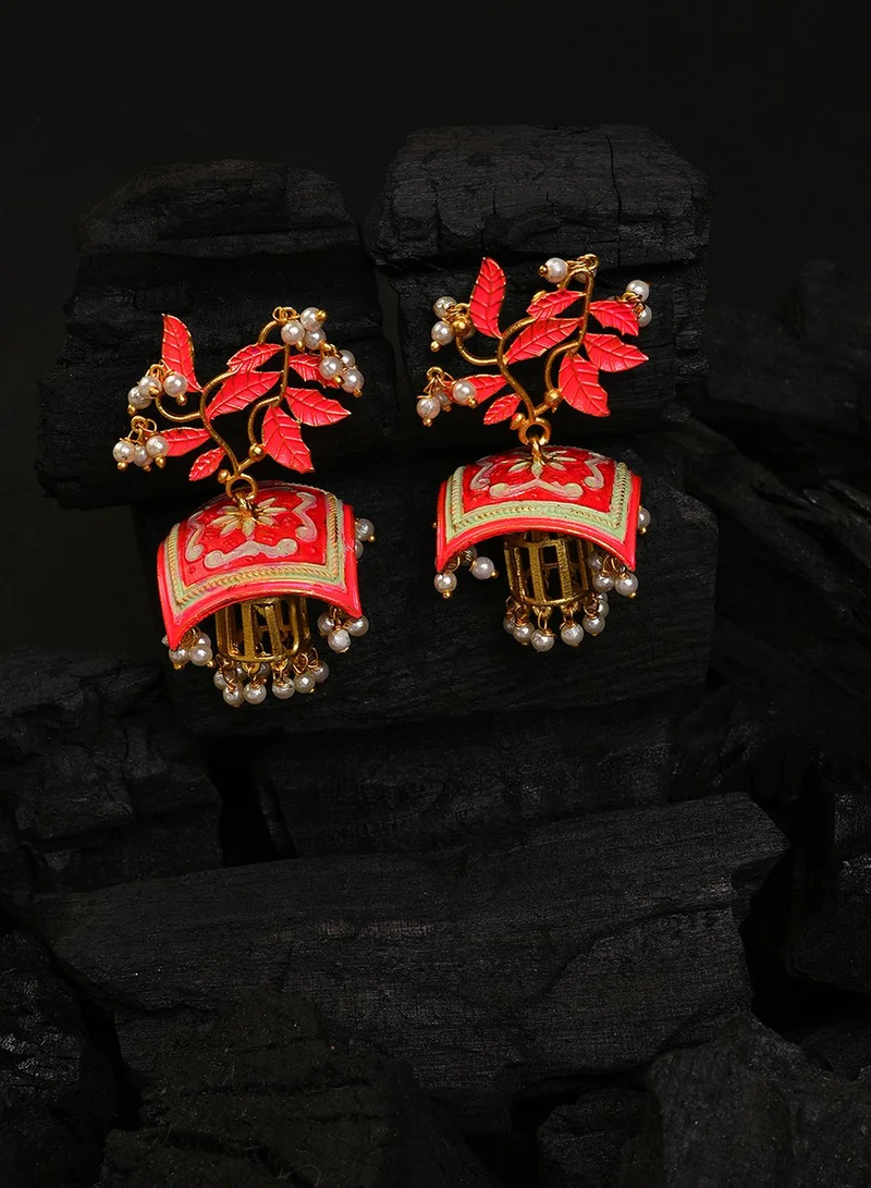 سوهي حلق متدلي عصري أحمر من مجوهرات الاصطناعية