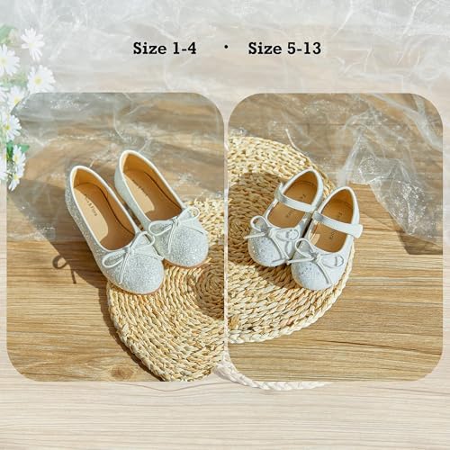 Felix & Flora Flower Girl White Dress Shoes Size 5 - Toddler Girl Ballet Flats Little Kid Wedding Party - Image 3