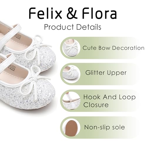 Felix & Flora Flower Girl White Dress Shoes Size 5 - Toddler Girl Ballet Flats Little Kid Wedding Party - Image 5