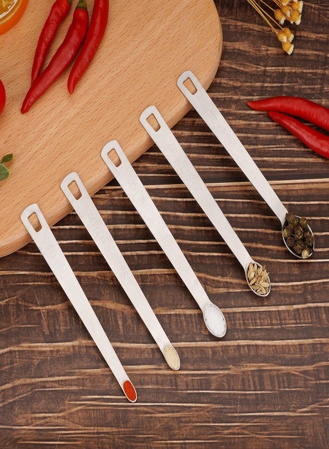 Aovchei Mini Measuring Spoon Set, Heavy Duty Stainless Steel Measuring Spoons for Cooking Baking, Tablespoon Teaspoon for Dry or Liquid Ingredients, Fits in Spice Jar, 1/64 1/32 1/16 1/8 1/4 tsp - Image 4