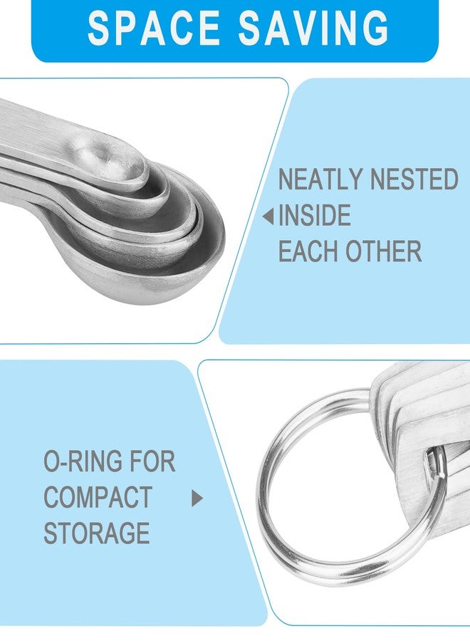Aovchei Mini Measuring Spoon Set, Heavy Duty Stainless Steel Measuring Spoons for Cooking Baking, Tablespoon Teaspoon for Dry or Liquid Ingredients, Fits in Spice Jar, 1/64 1/32 1/16 1/8 1/4 tsp - Image 3