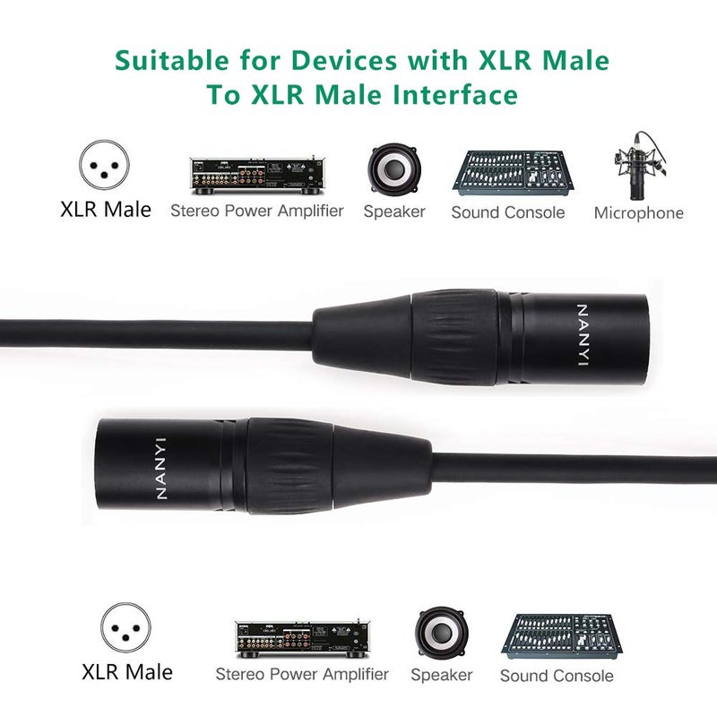 NANYI كابل ميكروفون NANYI 3-pin XLR ذكر إلى ذكر كابل ميكروفون كابل DMX كابل باتش، نحاس خالي من الأكسجين، 1.6 قدم / 0.5 متر - Image 3