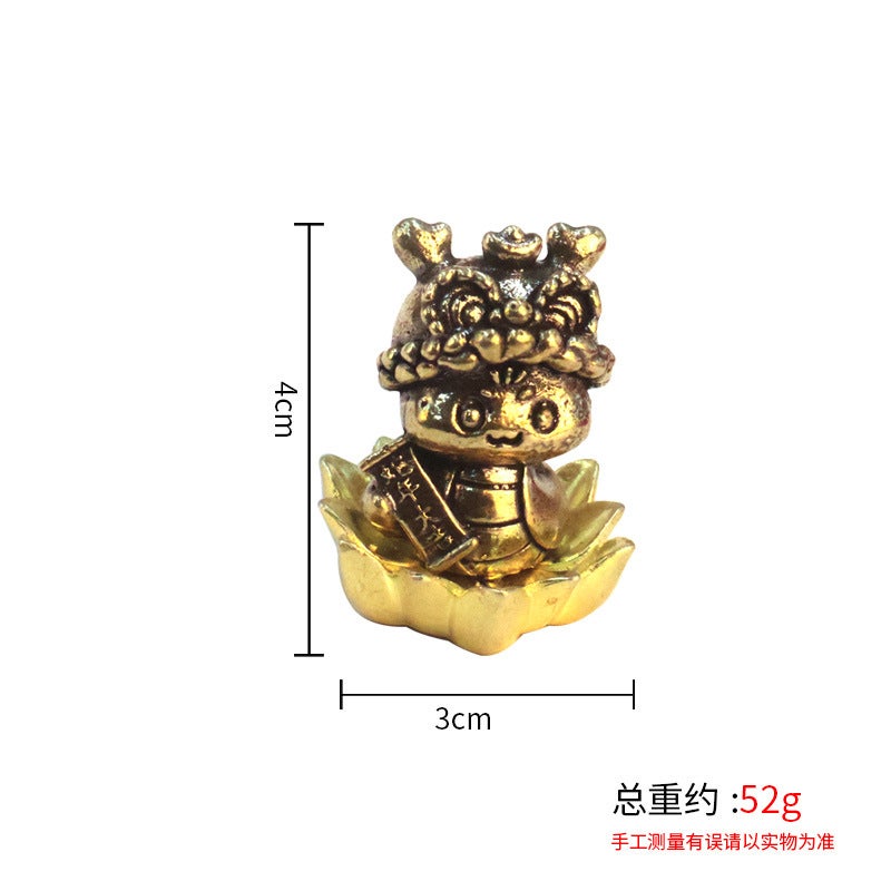Bronze Snake Decorative Figurine Twelve Zodiac Snake Prosperity Feng Shui Glasses Snake Crafts Home Living Room Decorations Year of the snake good luck ornament [lotus base model] 