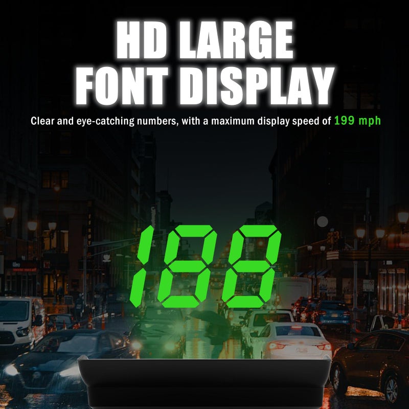 VKQTS GPS Heads up Display for Cars with HD Large Font,USB Plug & Play Digital Speedometer for Car with Adjustable Brightness,Universal Car HUD Head up Display for Speed Displays - Image 3