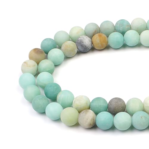 MJDCB Natural Matte Amazonite Round Loose Beads for Jewelry Making DIY Bracelet Necklace (4mm) - Image 1