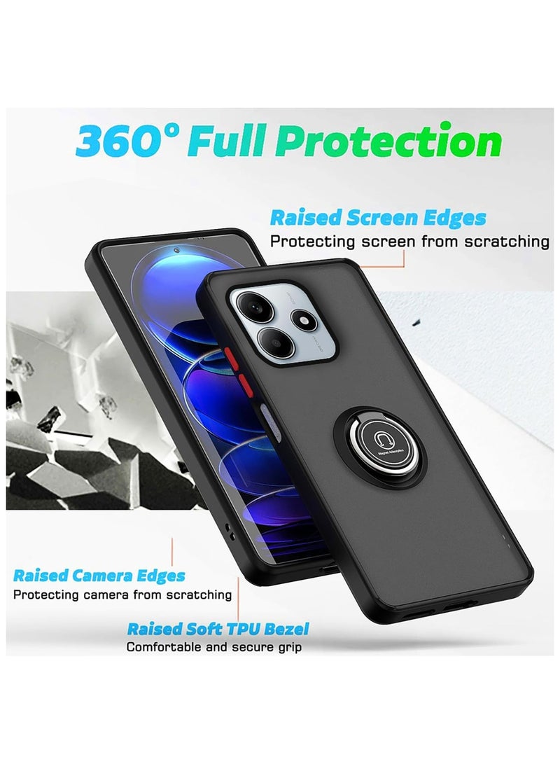 جراب لهاتف Xiaomi Redmi Note 14 5G مزود بحلقة معدنية دوارة وغطاء بمسند مغناطيسي للسيارة وحامل مضاد للصدمات من مادة TPU لهاتف Redmi Note 14 5G - Image 5