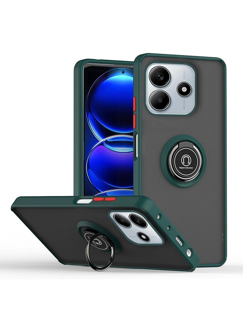 جراب لهاتف Xiaomi Redmi Note 14 5G مزود بحلقة معدنية دوارة وغطاء بمسند مغناطيسي للسيارة وحامل مضاد للصدمات من مادة TPU لهاتف Redmi Note 14 5G - Image 1