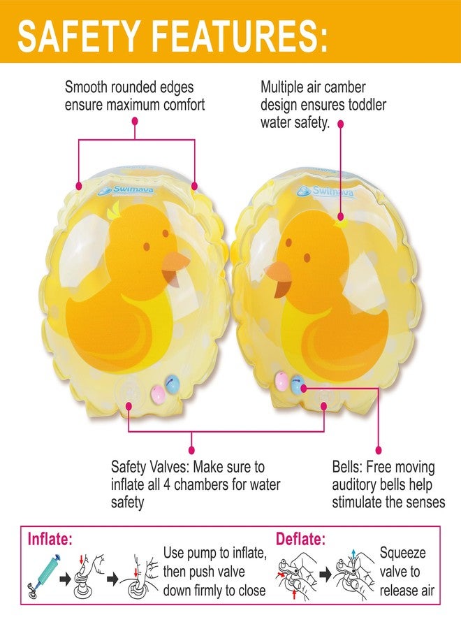 Swimava G4 Arm Floaties for Babies, Toddlers & Kids (22-66 lbs, 18M+) - Safe & Fun Inflatable Water Wings for Swim Learning & Family Pool Play (Yellow Duck) - Image 3