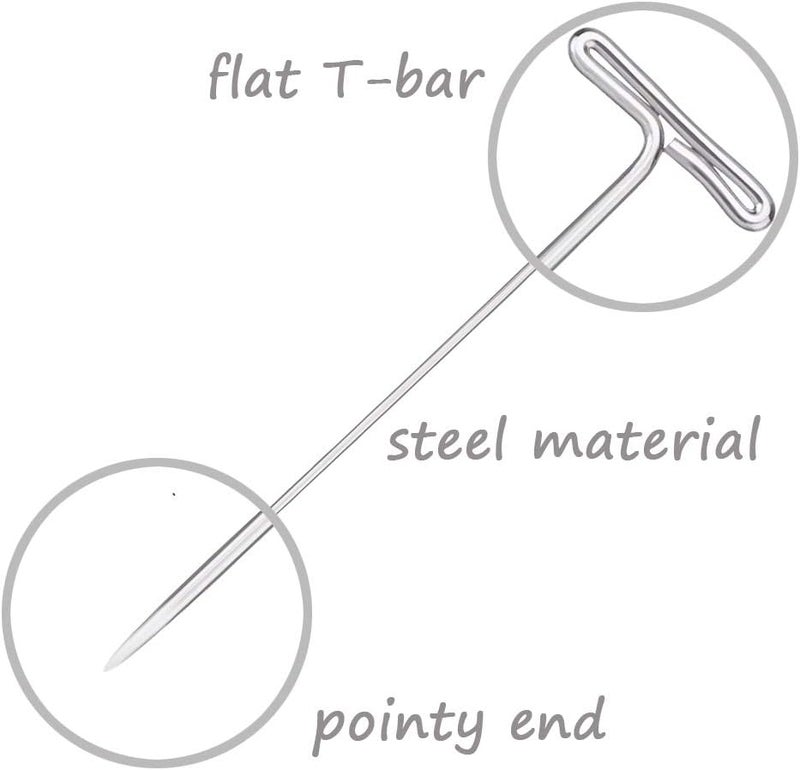 Benvo 150Pcs Steel T-Pins Assorted Two Sizes Wig Pins Nickel Plated Sewing Pins Quilting Pins Needles Pin with T-bar Head for Blocking Knitting Modelling Crafts Projects(1.5 inch，2 inch) - Image 3