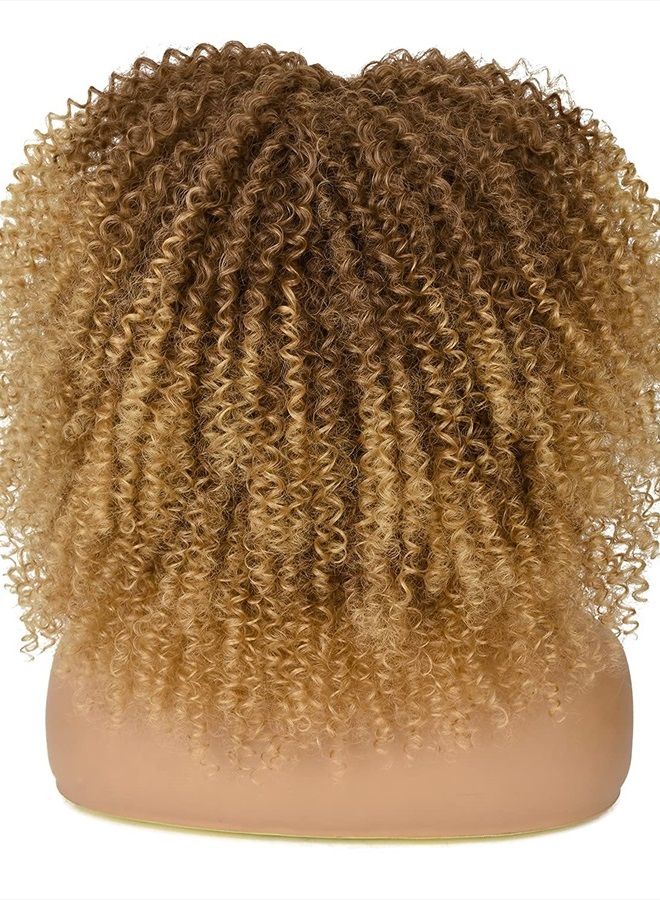 ANNISOUL 16Inch Curly Wigs for Black Women Ombre Blonde Afro Bomb Curly Wig with Bangs Synthetic Fiber Glueless Long Kinky Curly Hair - Image 4
