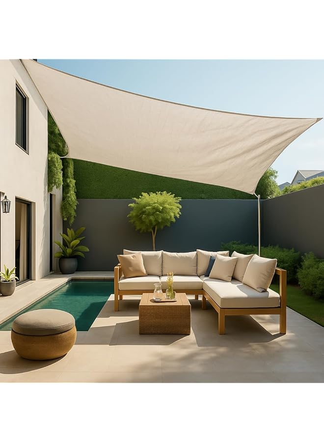 The Bros Large Rectangular Sun Shade Sail, 3x5m UV Block Shade Canopy, Heavy Duty Permeable Awning Square Shelter for Garden Patio Party Swimming Pool Backyard (Beige)  - Image 1