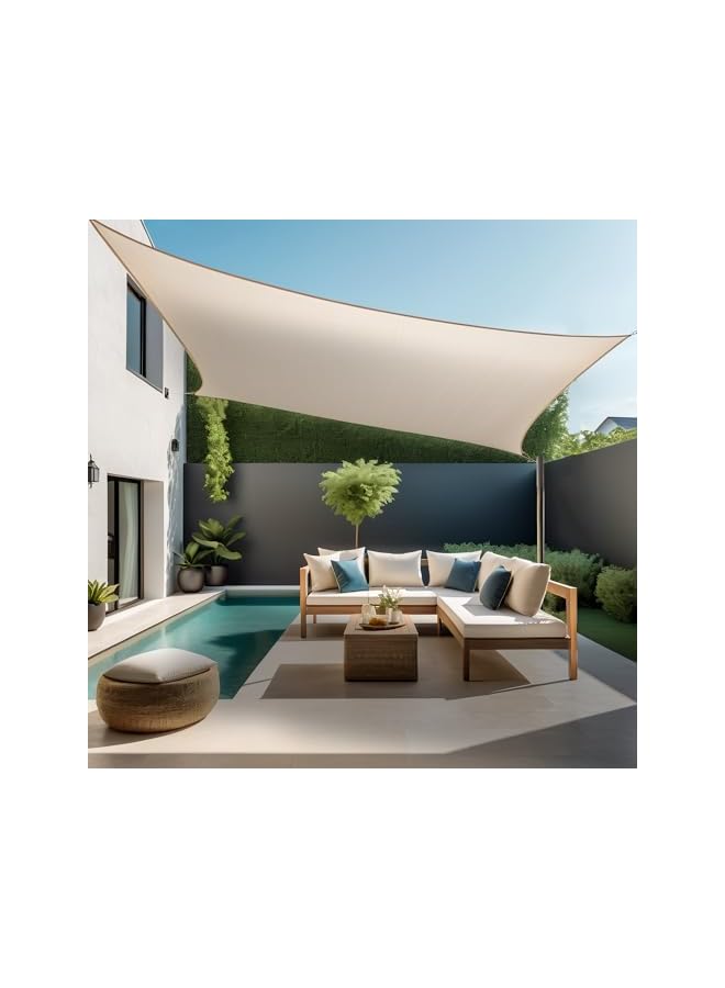 The Bros Large Rectangular Sun Shade Sail, 3x5m UV Block Shade Canopy, Heavy Duty Permeable Awning Square Shelter for Garden Patio Party Swimming Pool Backyard (Beige)  - Image 5