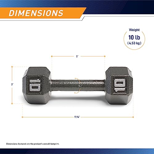 Marcy Pro TSA Hex 10 Pound Home Gym Iron Free Weight Single Dumbbell, Black (1) - Image 2
