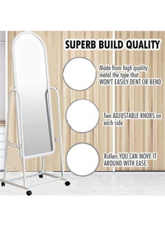 Generic Adjustable Stand Up Portable Full Body Rolling Mirror on Wheels with Convenient Underneath Storage Compartment for Easy Access and Organization  - Image 4
