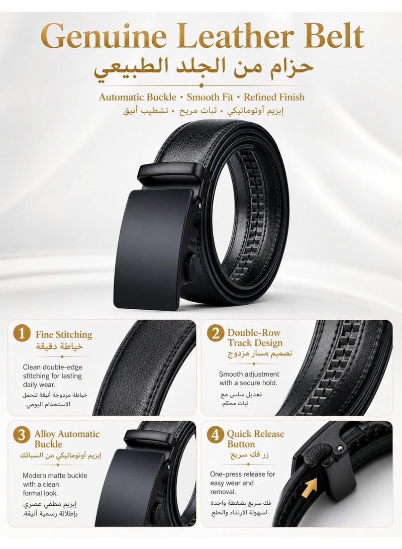 FIORICASA Men’s Cufflinks, Genuine Leather Belt and Wallet Gift Set with Luxury Gift Box and Greeting Card - Image 3