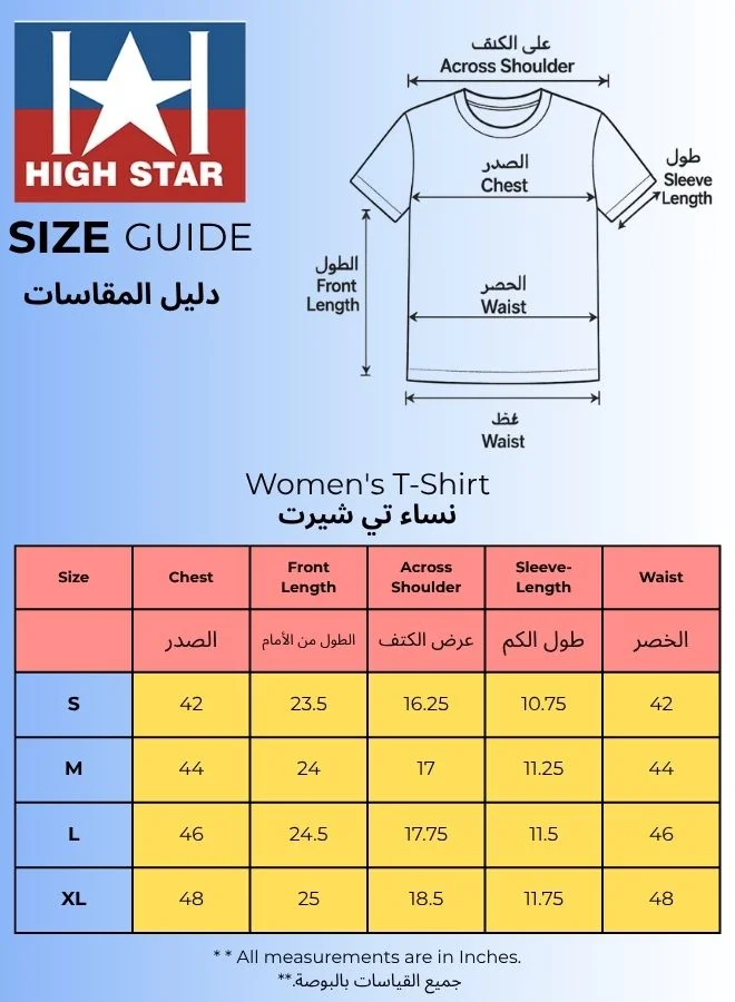 HIGH STAR Women's Off-White 100% Cotton Embroidered Oversized T-Shirt