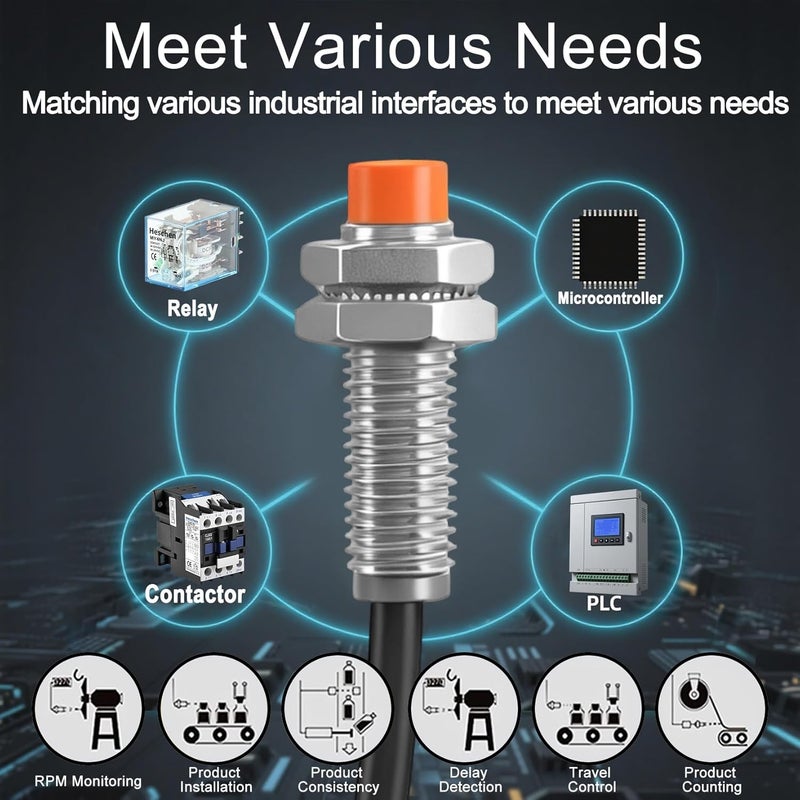 Heschen M8 Inductive Proximity Sensor Switch PR08-2DP2 Cylindrical Type Detector 2mm DC12-24V 3-Wire PNP NC(Normally Closed) CE - Image 5
