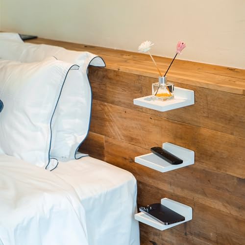 QsQueen Small Floating Shelves Mini Shelves Hanging Display 5 Inch Wall Shelf for Bathroom Livingroom Bedroom3 Pack with 2 Types of Installation Great for Room Decor - Image 3