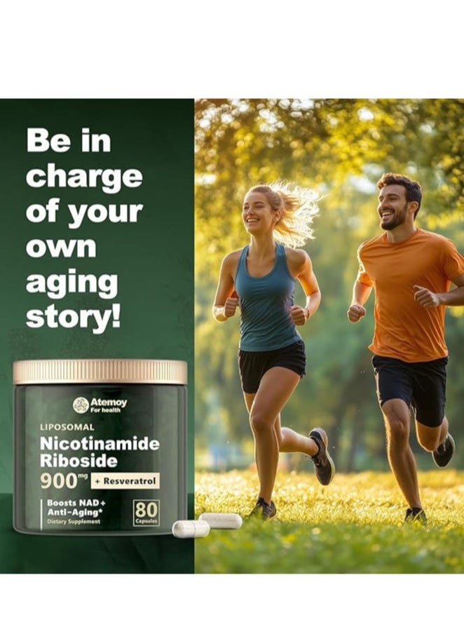 NAD NAD+ Supplement - Liposomal Nicotinamide Riboside, Resveratrol, Quercetin - NAD Supplement for Anti-Aging, Energy, Focus - 80 Capsules  - Image 4