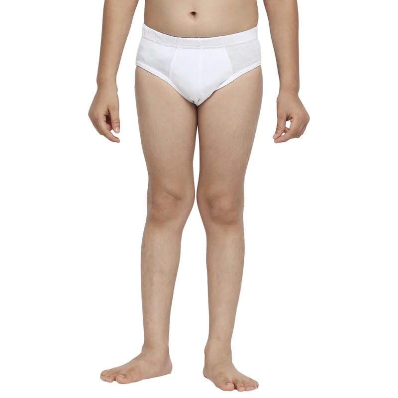 بي واي سي BOY'S 100% COMBED COTTON BRIEF SKIN FRIENDLY UNDERWEAR - WHITE