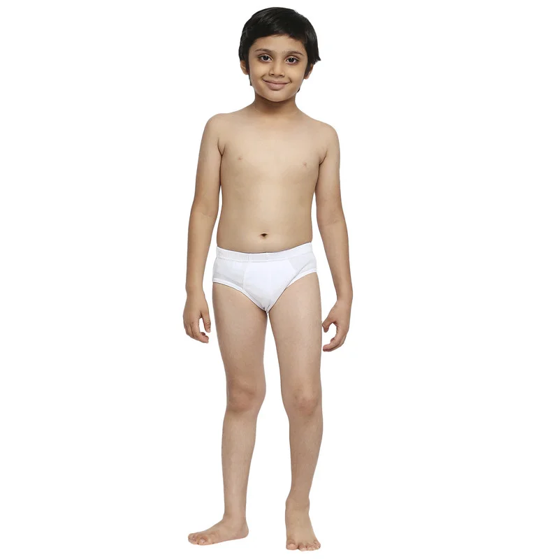 بي واي سي BOY'S 100% COMBED COTTON BRIEF SKIN FRIENDLY UNDERWEAR - WHITE