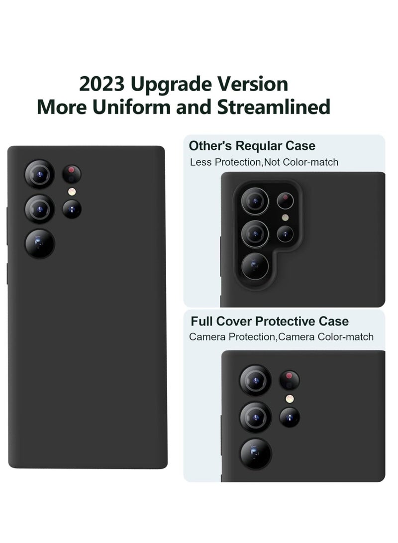هايدو حافظة لهاتف سامسونج جالاكسي S23 الترا ناعمة نحيفة من السيليكون TPU ممتصة للصدمات، صديقة للبشرة ومضادة للخدش، غطاء حماية لكامل الجسم بزاوية 360 درجة لهاتف جالاكسي S23 الترا، أسود أسود - Image 2