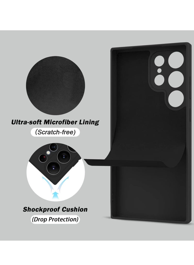 هايدو حافظة لهاتف سامسونج جالاكسي S23 الترا ناعمة نحيفة من السيليكون TPU ممتصة للصدمات، صديقة للبشرة ومضادة للخدش، غطاء حماية لكامل الجسم بزاوية 360 درجة لهاتف جالاكسي S23 الترا، أسود أسود - Image 4