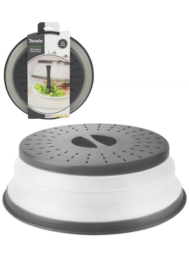 Tovolo Microwave Splatter Cover for Food, Medium (Charcoal) - Collapsible & Vented Silicone Splatter Guard Lid - Microwave Plate & Dish Cover with Handle - BPA-Free Kitchen Gadget for Meal Prep - Image 1