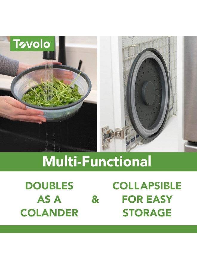 Tovolo Microwave Splatter Cover for Food, Medium (Charcoal) - Collapsible & Vented Silicone Splatter Guard Lid - Microwave Plate & Dish Cover with Handle - BPA-Free Kitchen Gadget for Meal Prep - Image 4