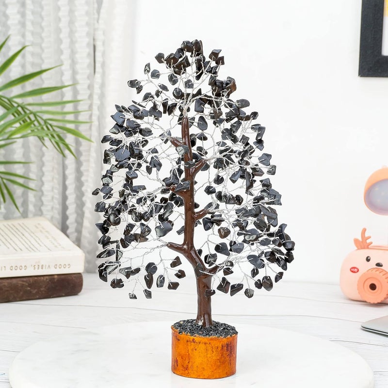 Crocon Black Tourmaline Gemstone Tree of Life Crystal Tree for Positive Energy, Handmade Chakra Tree Feng Shui Decor Good Luck Gem Bonsai Money Tree, Wealth & Prosperity, Spiritual - Image 2