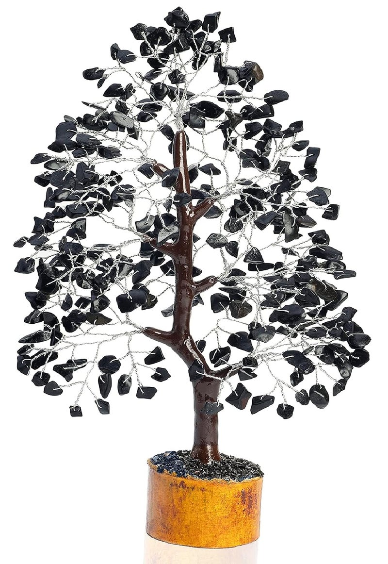 Crocon Black Tourmaline Gemstone Tree of Life Crystal Tree for Positive Energy, Handmade Chakra Tree Feng Shui Decor Good Luck Gem Bonsai Money Tree, Wealth & Prosperity, Spiritual - Image 1
