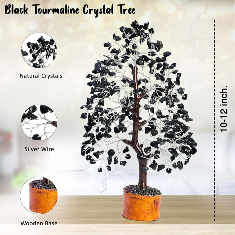 Crocon Black Tourmaline Gemstone Tree of Life Crystal Tree for Positive Energy, Handmade Chakra Tree Feng Shui Decor Good Luck Gem Bonsai Money Tree, Wealth & Prosperity, Spiritual - Image 3