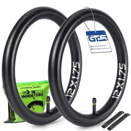Hydencamm 2 Pack 12" / 12.5" Inch Bike Tube Fit 1.75/1.95/2.125 with 32mm Schrader Valve, 12.5 x 1.95 Bike Tube with 2PCS Levers, 12x2.125 Inner Tube Compatible with Kids Bikes, Strollers - Image 1