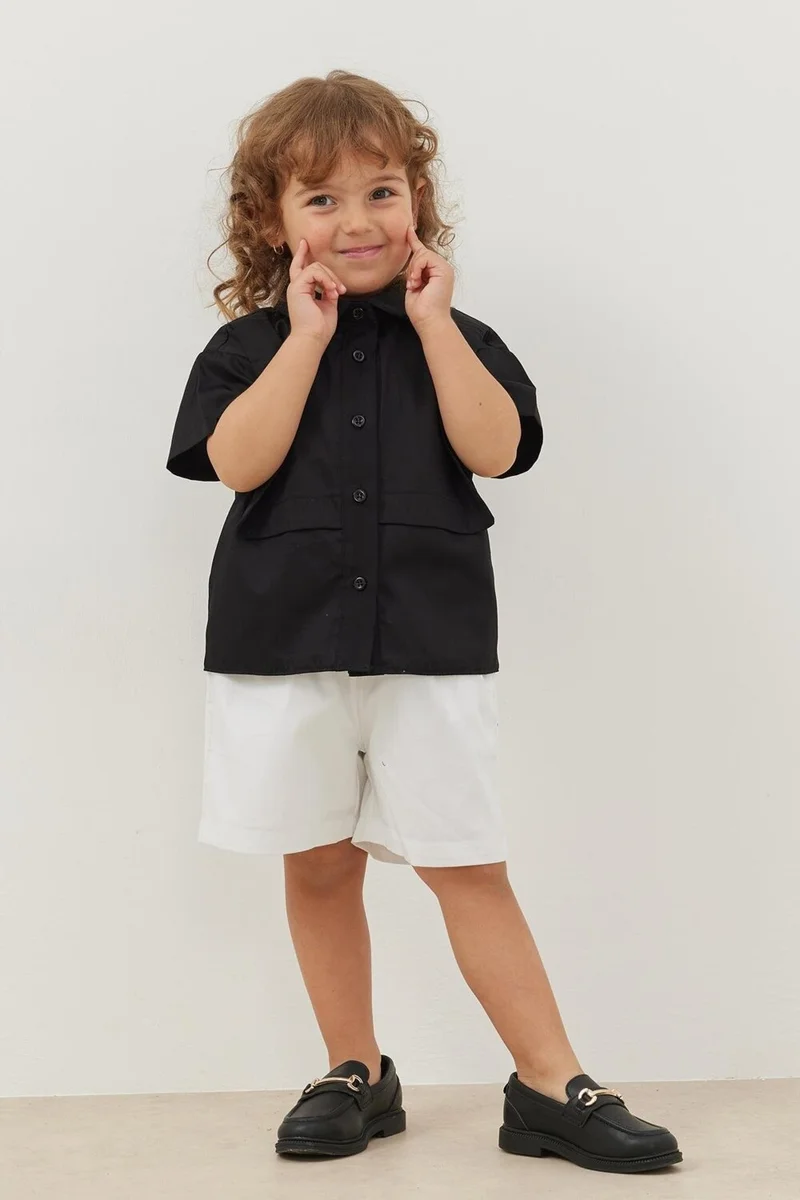 Fahhar Kids Layered Shirt Black