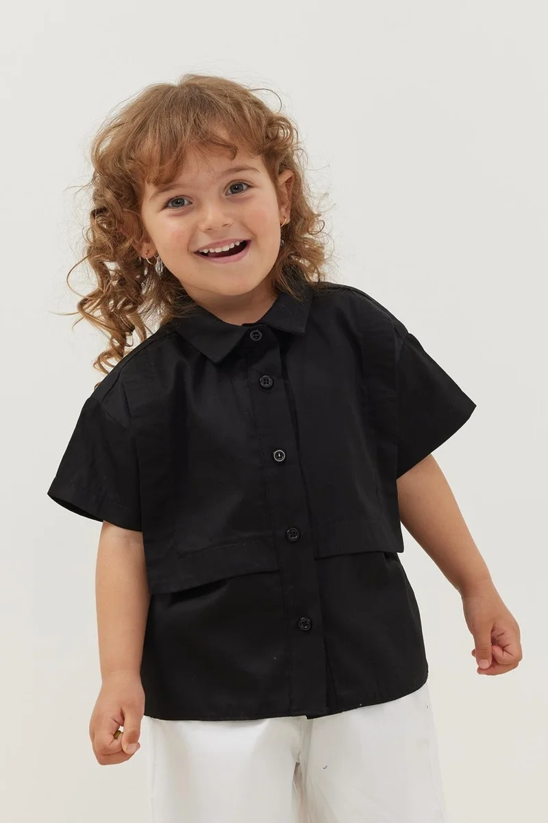 Fahhar Kids Layered Shirt Black