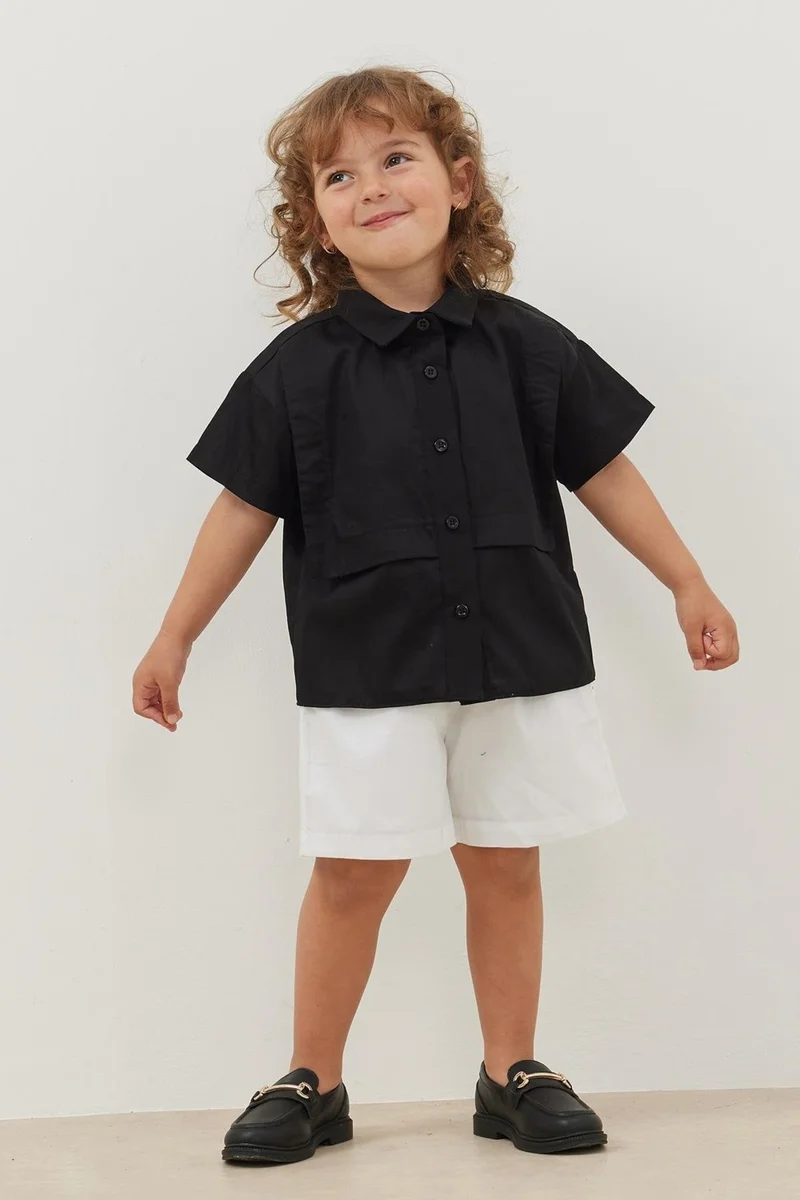 Fahhar Kids Layered Shirt Black